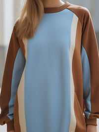 Colorblock Raglan Long-Sleeve Sweatshirt Dress