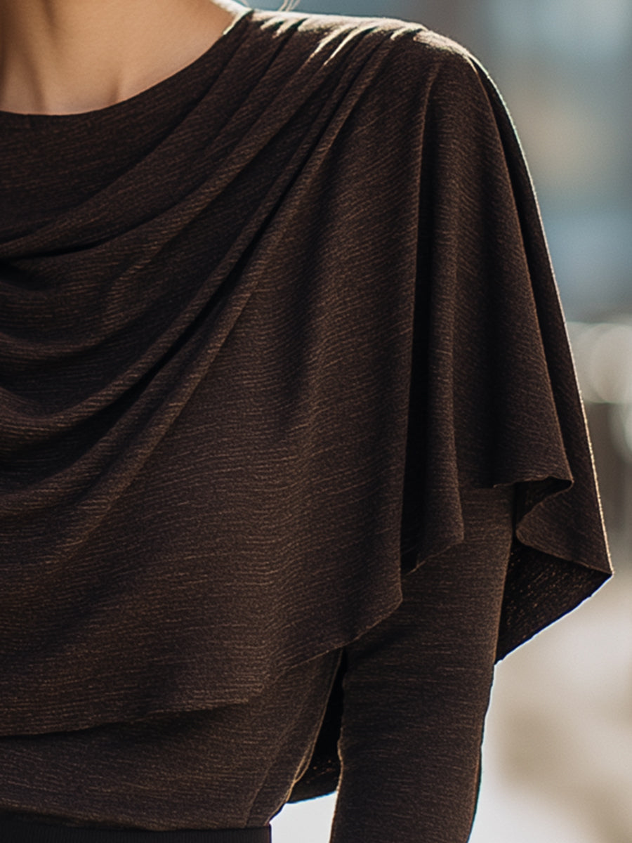 Draped Layered Chocolate Brown Top