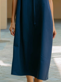 Lace-Up Sleeveless Midi Shift Dress