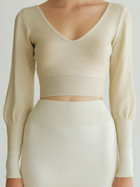 Champagne Shimmer Knit Two-Piece Set
