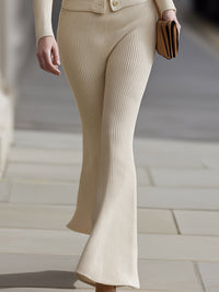 Elegant Ribbed Knit Belted Pantsuit