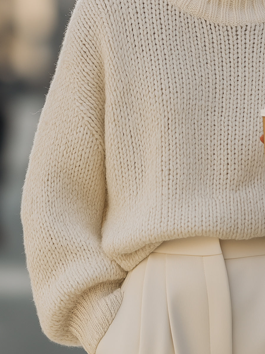 Oversized Cream Turtleneck Sweater