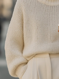 Oversized Cream Turtleneck Sweater