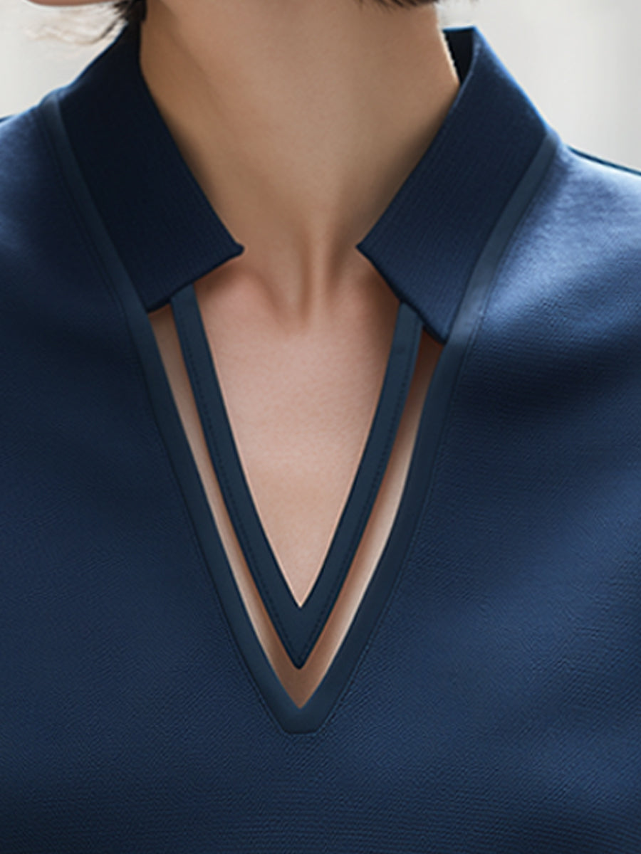 Cutout V-Neck Polished Knit Top