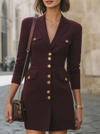 Merlot Military-Inspired Blazer Dress