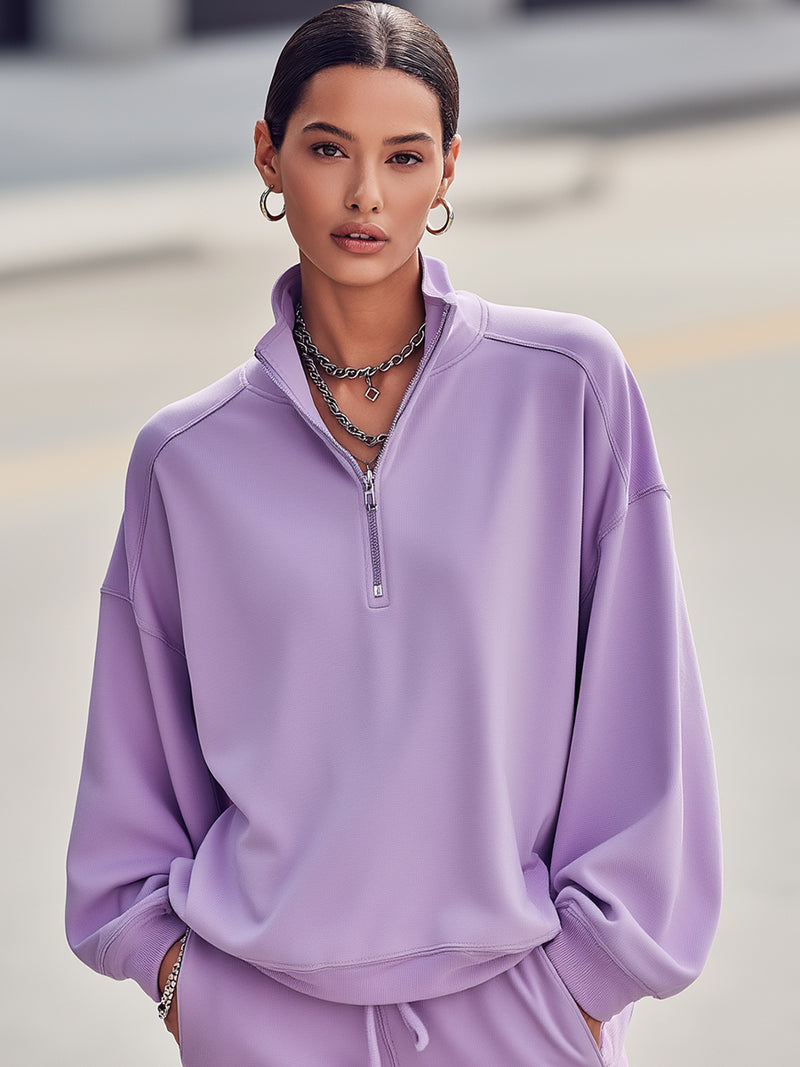 Lavender Quarter-Zip Sweatshirt