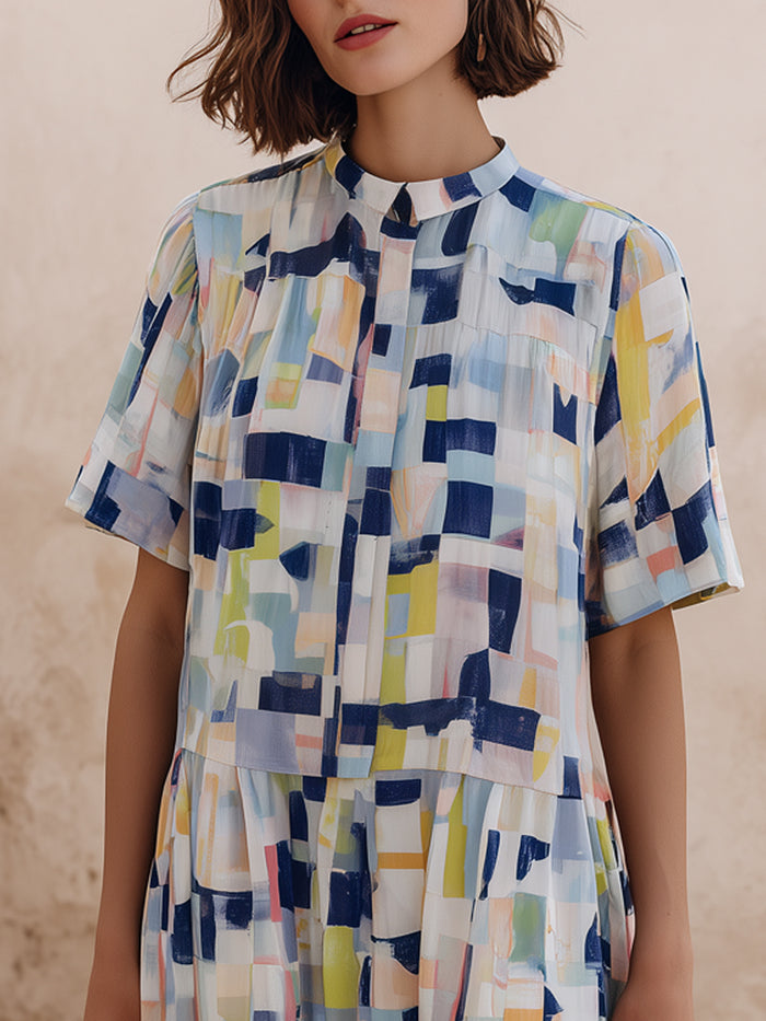 Abstract Print Relaxed Midi Dress