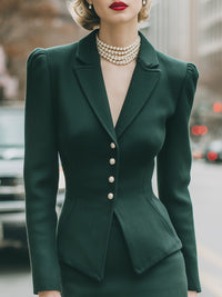 Pearl Button Ruffle Blazer