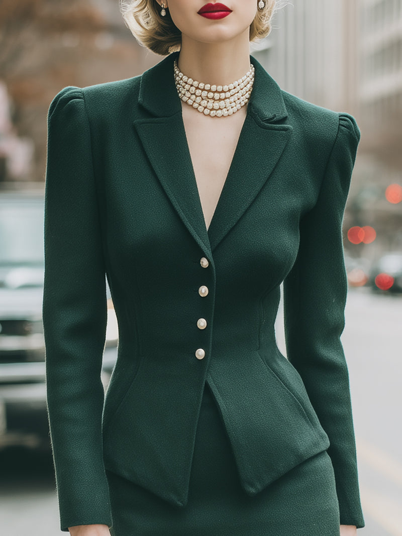 Pearl Button Ruffle Blazer