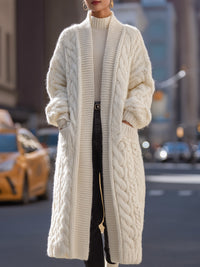 Cable-Knit Longline Cardigan