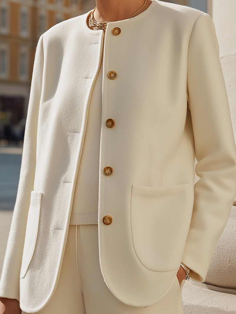 Minimalist Button-Front Short Suit Set