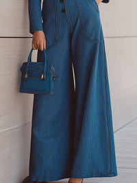 Tailored Denim Wide-Leg Jumpsuit