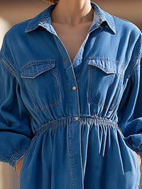 Denim Utility Midi Shirt Dress