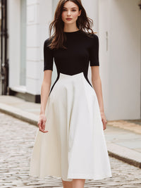 High-Waist Sculpted A-Line Midi Dress