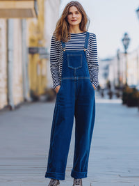 Casual And Fashionable Denim Overalls