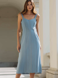 Strappy Seam-Detail Midi Dress