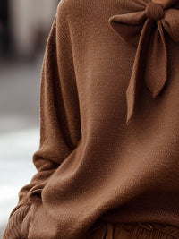 Mocha Bow-Tie Knit Sweater