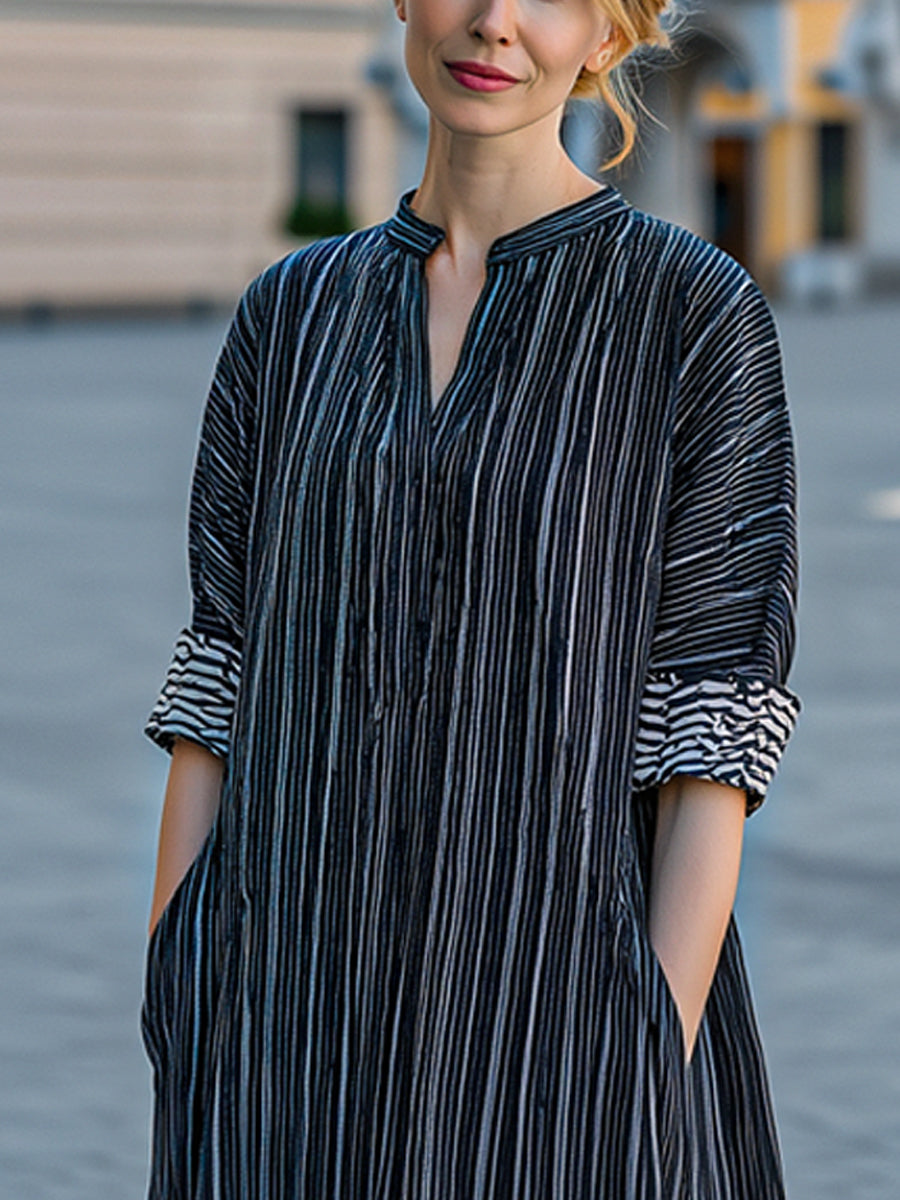Vertical Stripe Relaxed Maxi Dress