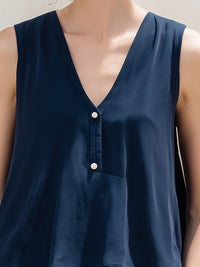 Layered V-Neck Sleeveless Flow Blouse