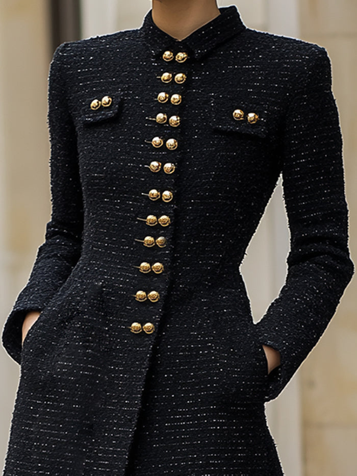 Regal Military-Inspired Longline Coat