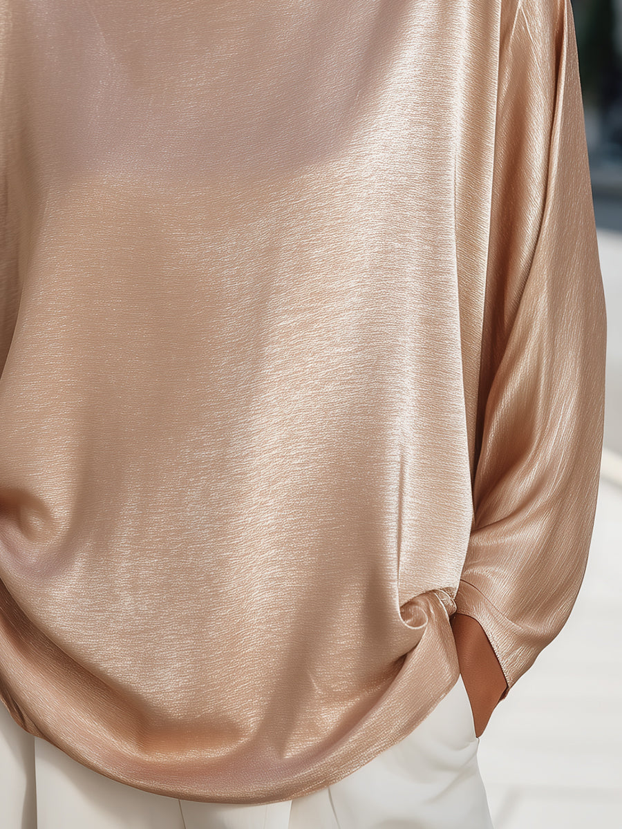Satin-Soft Dolman Sleeve Luxe Blouse