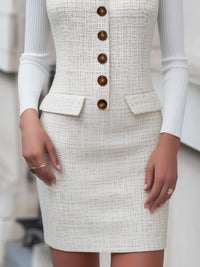Elegant Tweed Mini Dress And Knit Turtleneck Two-Piece Set