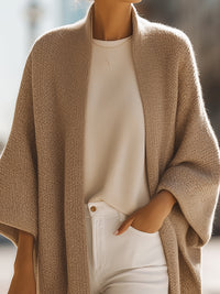 Sand Beige Oversized Knit Cardigan