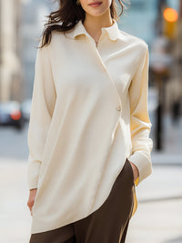 Elegant Cross-Button Shirt In Soft Cream