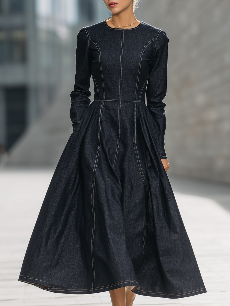 Structured Panel Seam Midi Dress