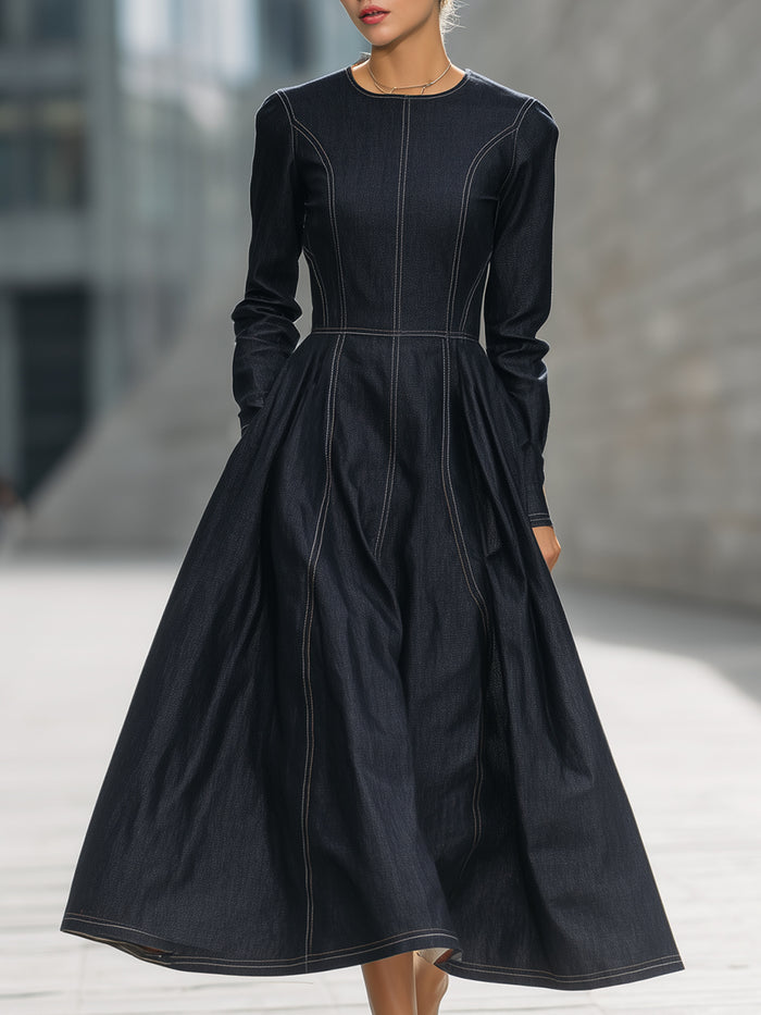 Structured Panel Seam Midi Dress