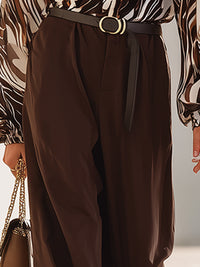 High-Waisted Brown Tapered Ankle Pants