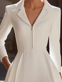 Structured White Zip-Front Maxi Dress