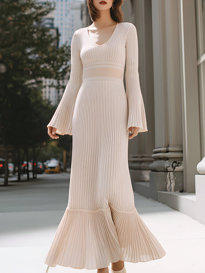 Pleated Knit Maxi Dress