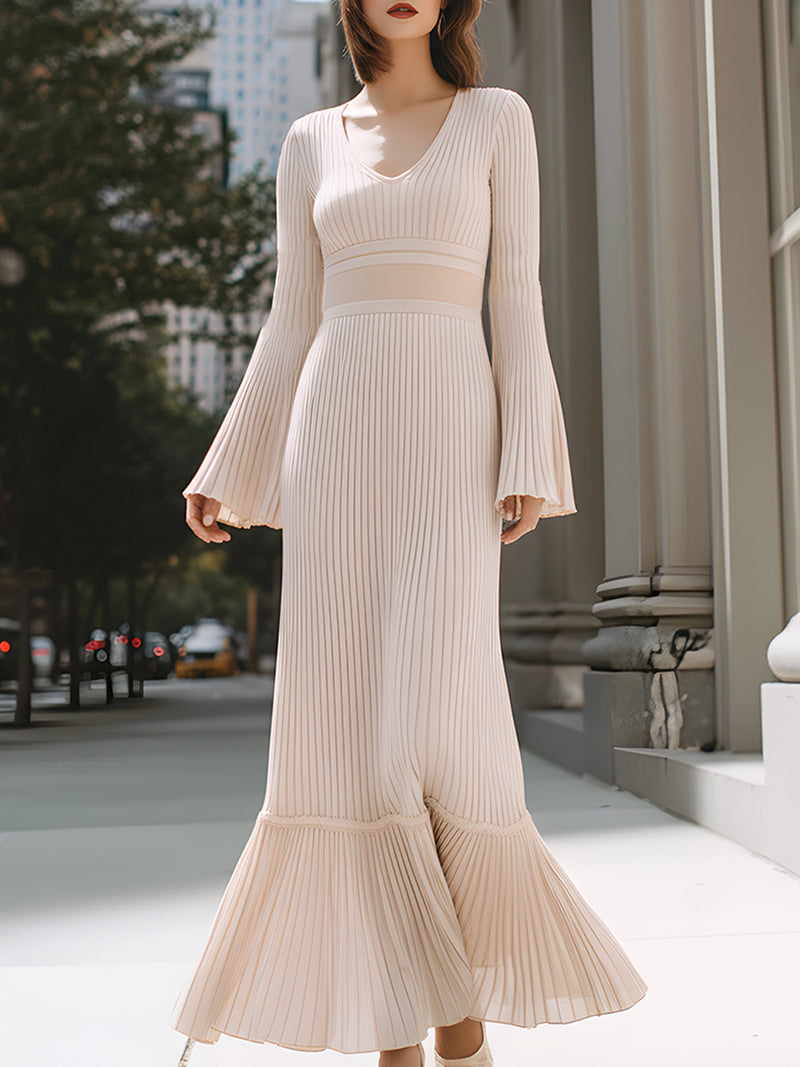 Pleated Knit Maxi Dress