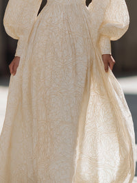 Voluminous Sleeve Jacquard Maxi Dress