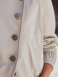 Ivory Cropped Double-Breasted Leather Jacket