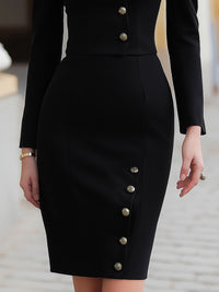 Military-Inspired Buttoned Sheath Dress