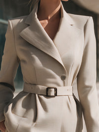 Tailored Belted Beige Blazer – Modern Elegance Edition