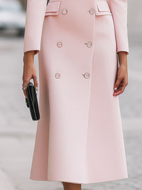 Blush Pink Double-Breasted Midi Coat