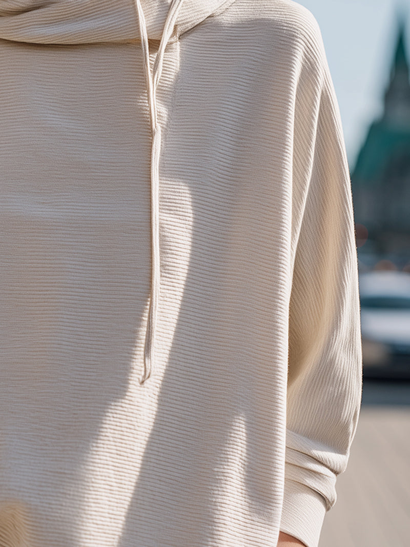 High-Neck Textured Relaxed Pullover