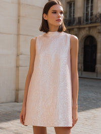 Blush Textured Sleeveless Shift Dress