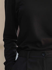 Classic Black Long-Sleeve Crewneck Top