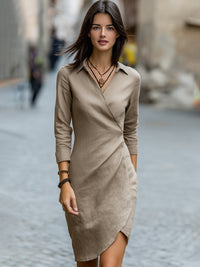Linen-Blend Wrap-Front Shirt Dress