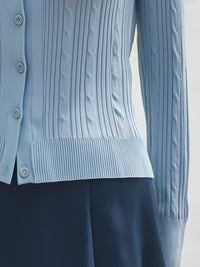 Ribbed Knit Button-Front Collared Cardigan Top