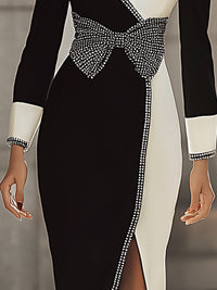 Black And White Crystal-Trimmed Blazer Dress