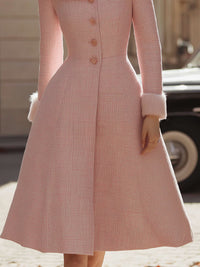 Tweed Midi Dress With Faux Fur Trim