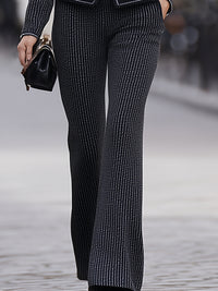 Tailored Pinstripe Belted Blazer & Wide-Leg Trouser Set