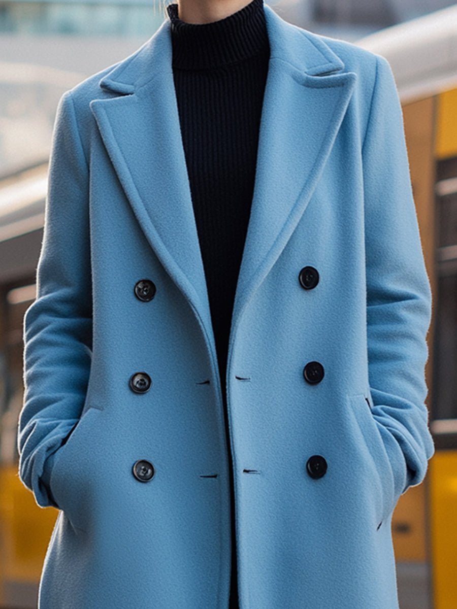 Wool-Blend Double-Breasted Coat