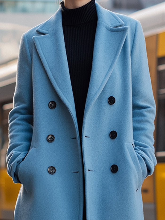 Wool-Blend Double-Breasted Coat