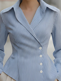 Striped Button-Down Asymmetrical Shirt